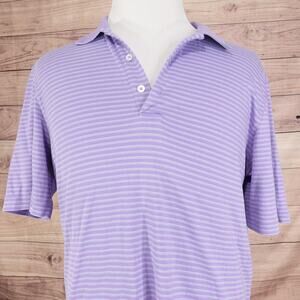 Bobby Jones Polo Shirt Mens Large Purple‎ Stripe Cotton Golf Short Sleeve Casual